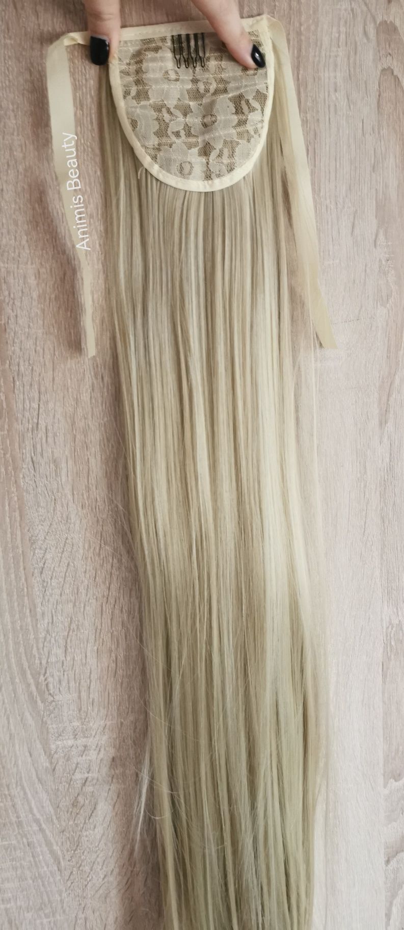 coada de par ponytail BLOND Cenusiu 60 cm imită par natural