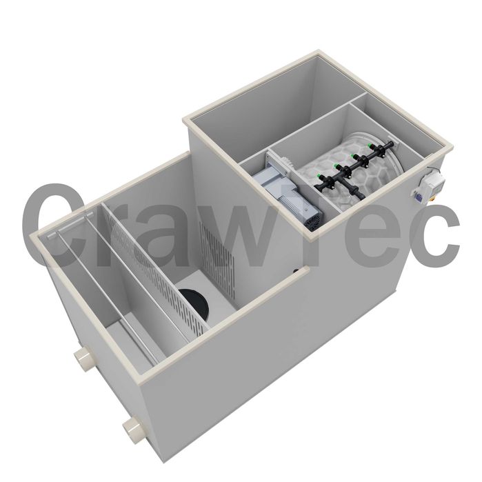 Filtru combinat cu tambur pentru 20 m³/h cu biofiltrare CrawTec