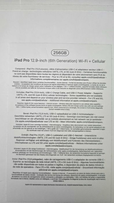 Apple Ipad Pro 12.9 inch (6th generation) 256 Gb - WiFi & Cellular