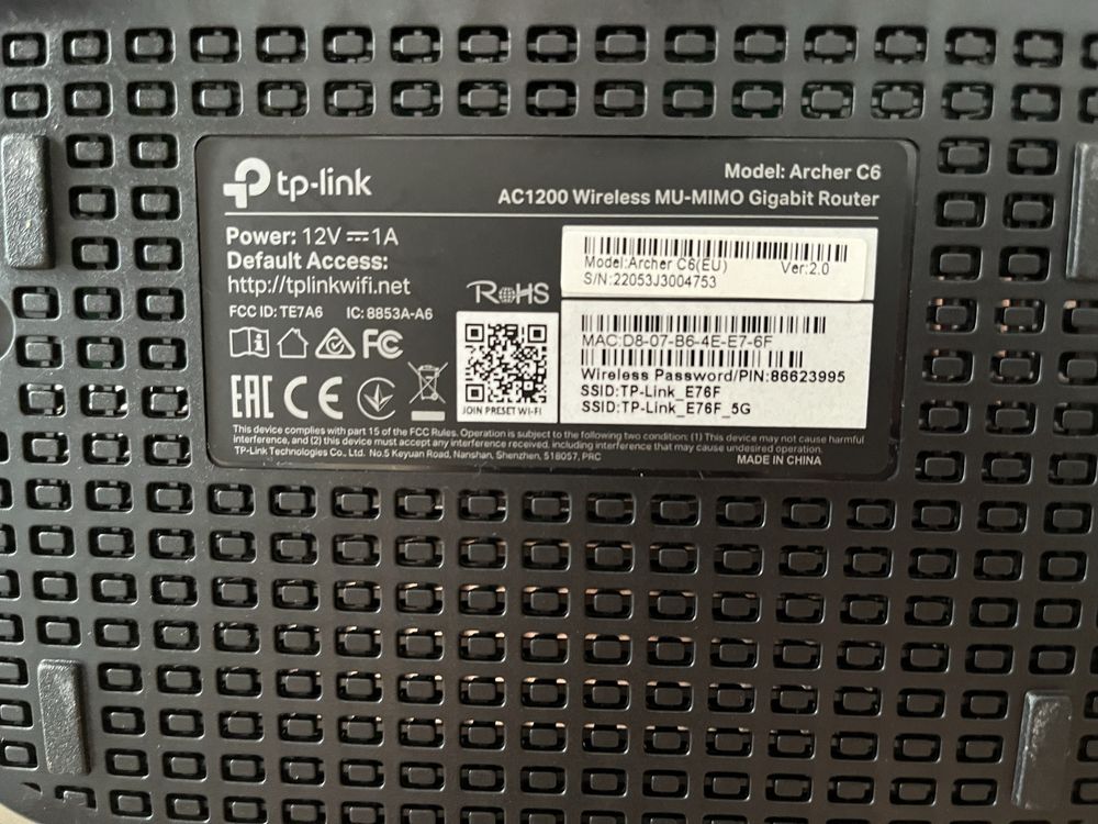 Router TPLink Archer C6 Dual Band Gigabit AC1200