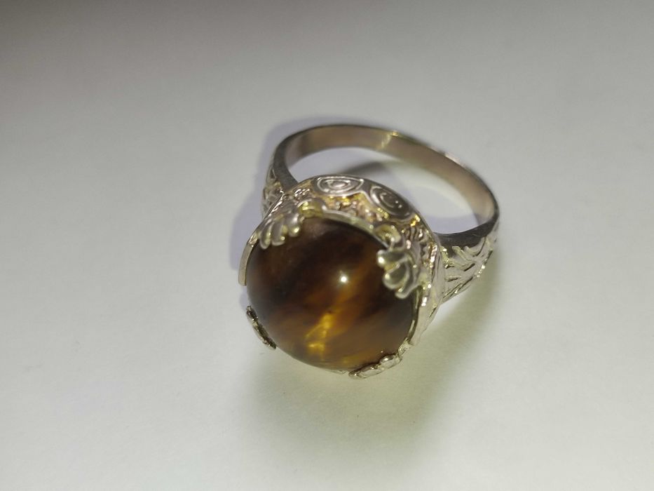 Кольцо серебряное с камнем ТИГРОВЫЙ ГЛАЗ