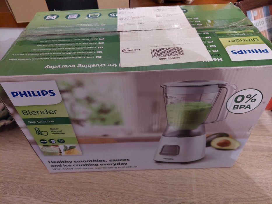 Блендер Philips Daily Collection HR2052/00, 450 W, 1.25 л, impuls, Бял