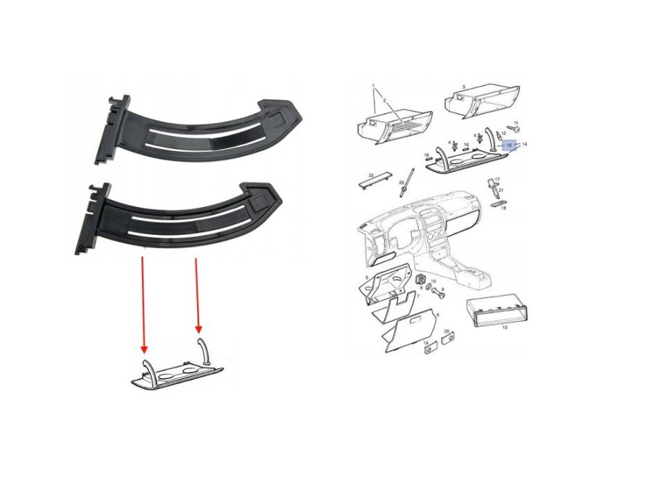 Държачи за жабка на Opel Astra G / Опел Астра Джи