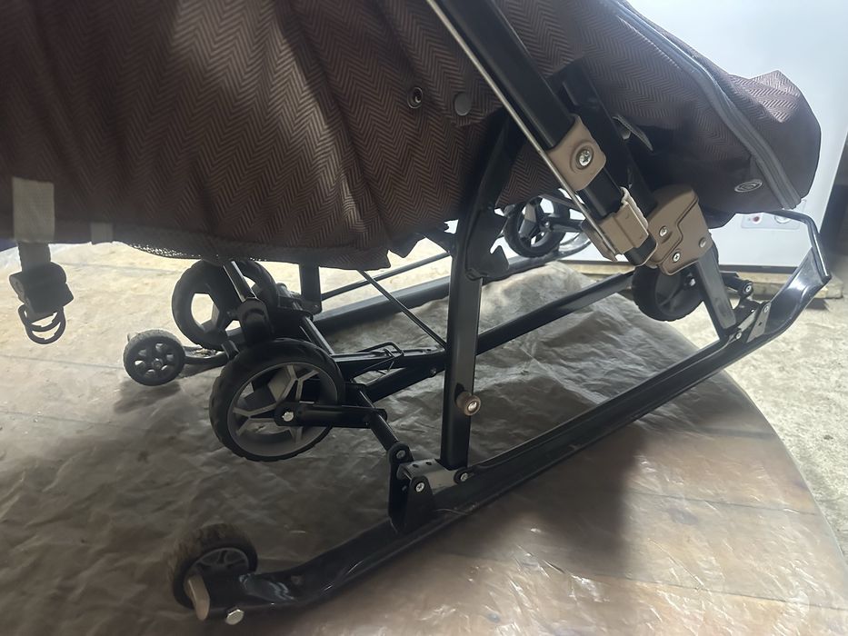 Санки-коляска с колесиками Ника цвет коричневый