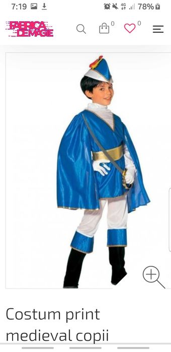 Costum de carnaval (prinț) pt băieți 6 ani