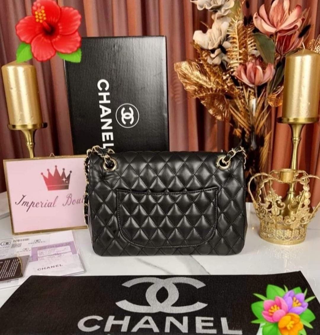 Geanta damă Chanel Jumbo, logo metalic, saculet, etichetă