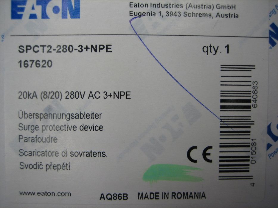 Limitator de supratensiuni EATON ELECTRIC SPCT2-280-3+NPE