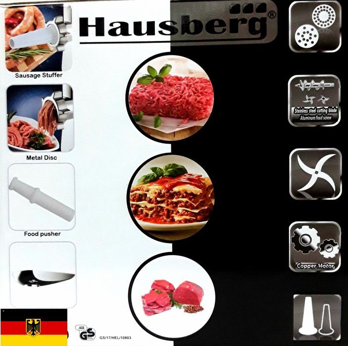 Masina electrică pentru tocat carne HAUSBERG, Accesorii cârnați - NOUĂ