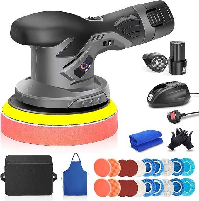 Mașină de lustruit auto fără fir cu 2 baterii