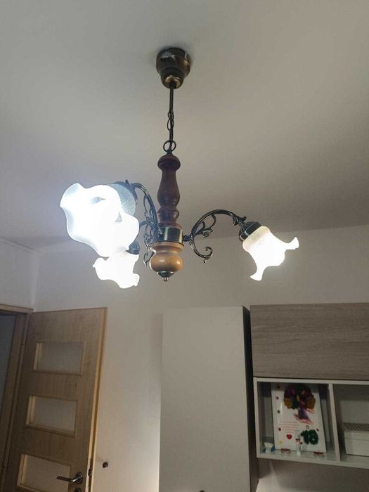 Candelabru cu 3 brate lemn/metal
