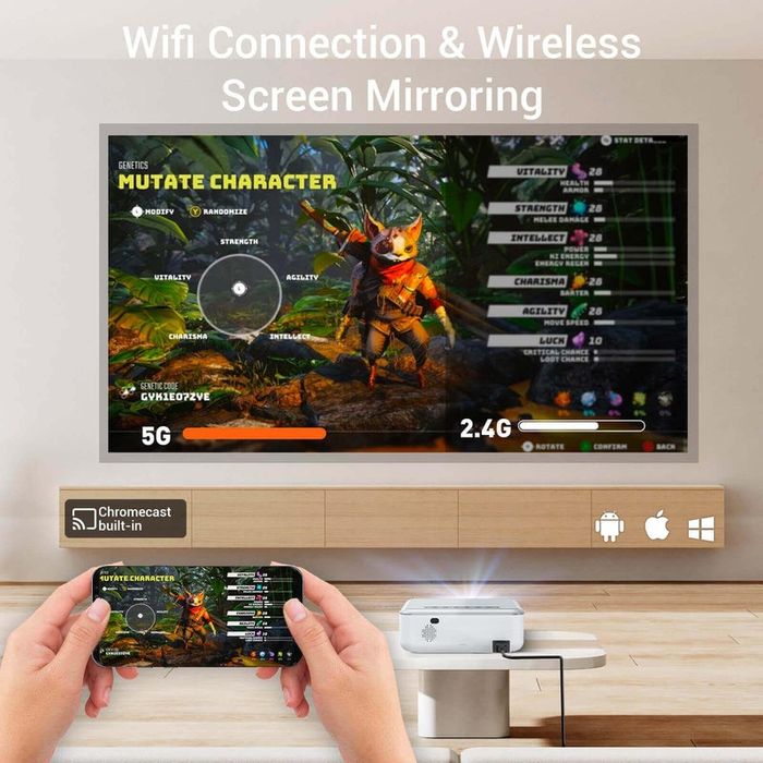 Xgody 4К Интелигентен проектор с Android WiFi Bluetooth,5G 700 ANSI лу