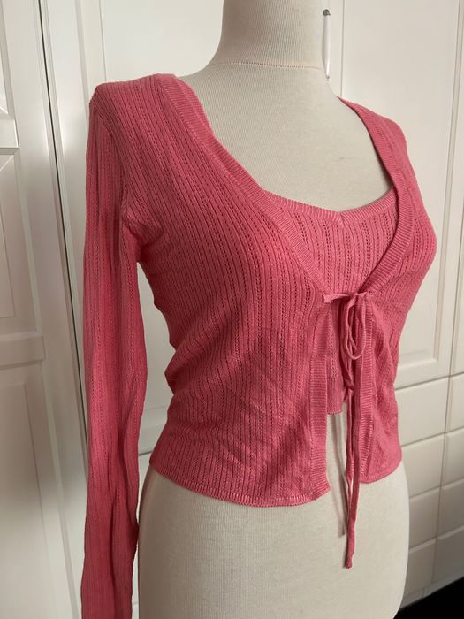 Compleu set cardigan si maieu camisola pointelle tricotat Threadbare