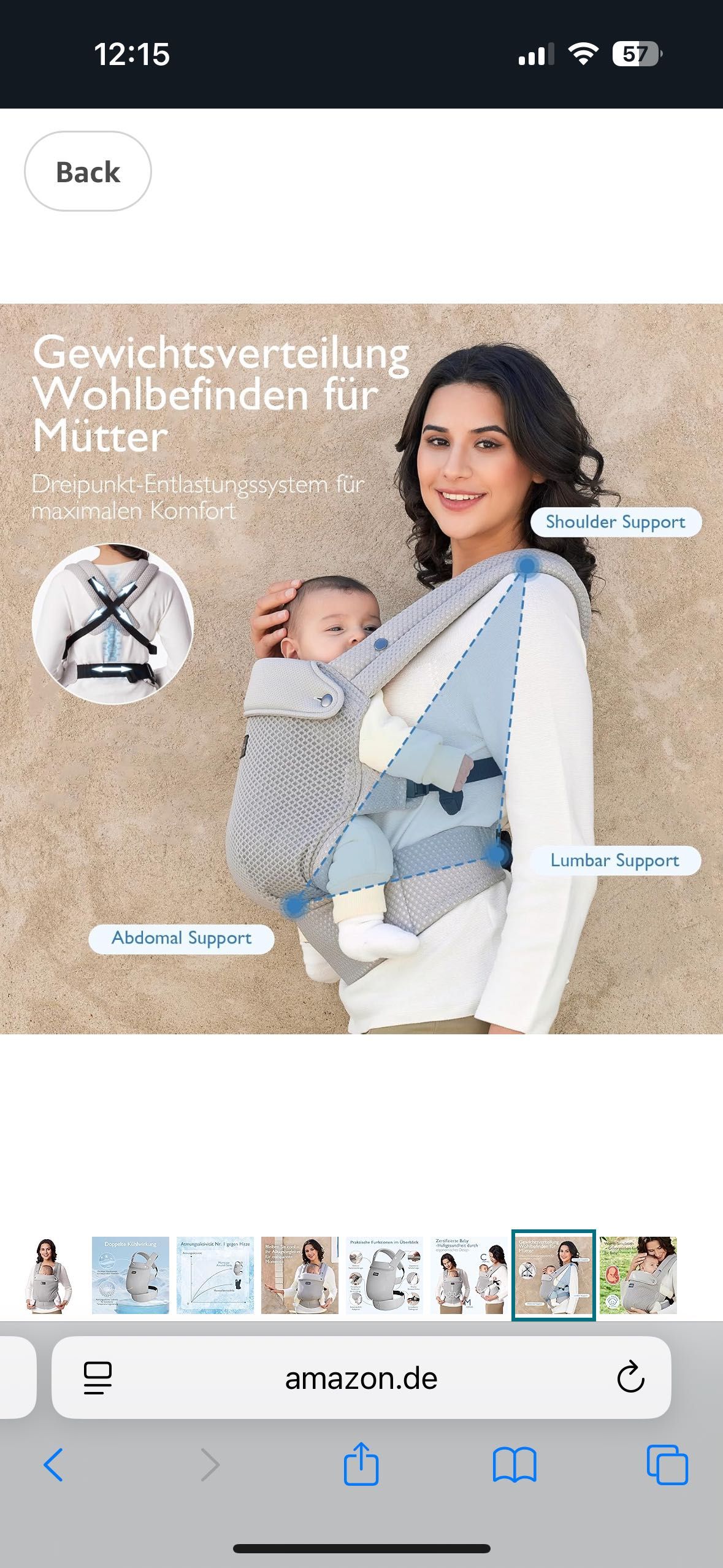 Ергономична раница за носене на бебе Momcozy Air Mesh Grey