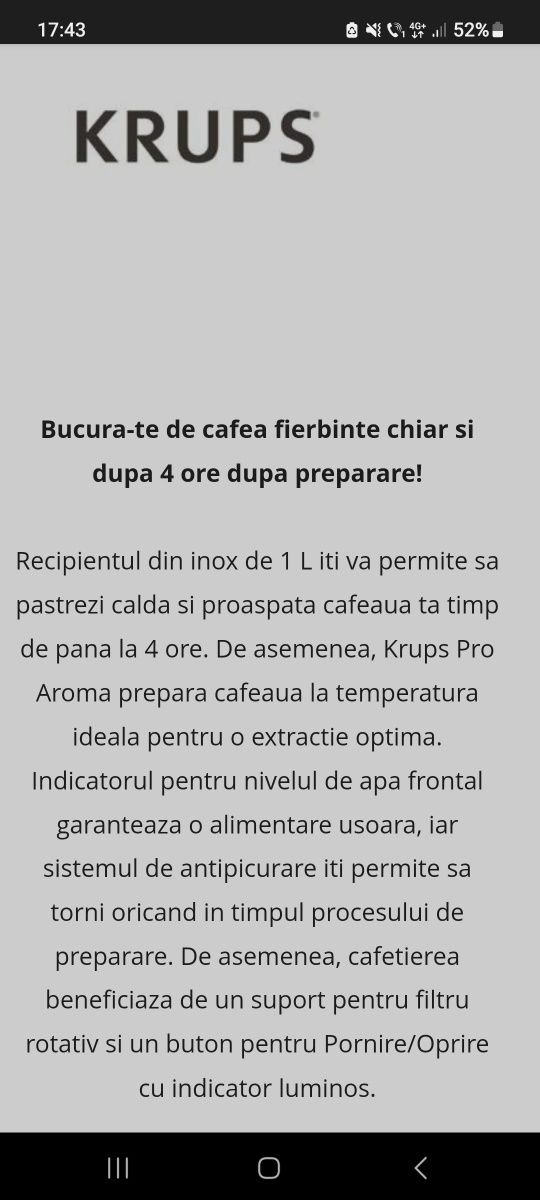 Filtru de cafea cu cana tremica