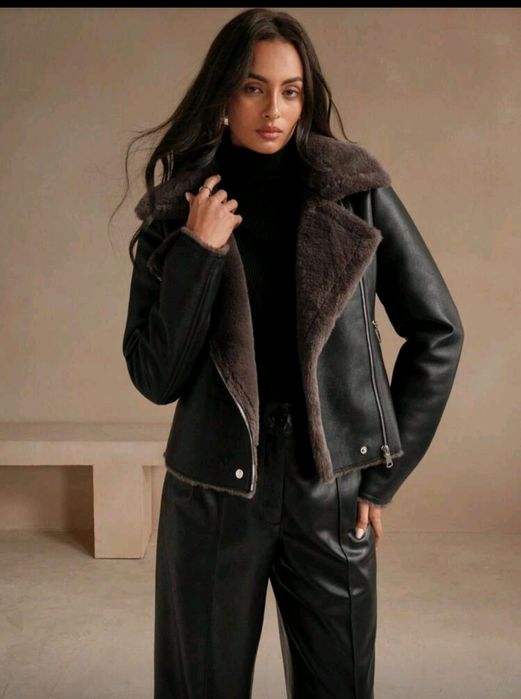 НОВО Кожено топло яке от изкуствена кожа размер S