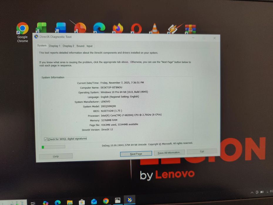 Laptop gaming Lenovo Legion i7 ram 32Gb Gtx 8Gb ssd GTA FORTNITE FIFA