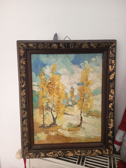 Tablou Vechi Pictat Peisaj De Toamna