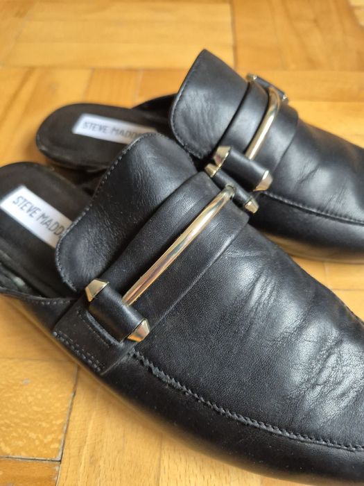 Saboți Eleganți Steve Madden Kera Flat - Piele Naturală Neagră - 38