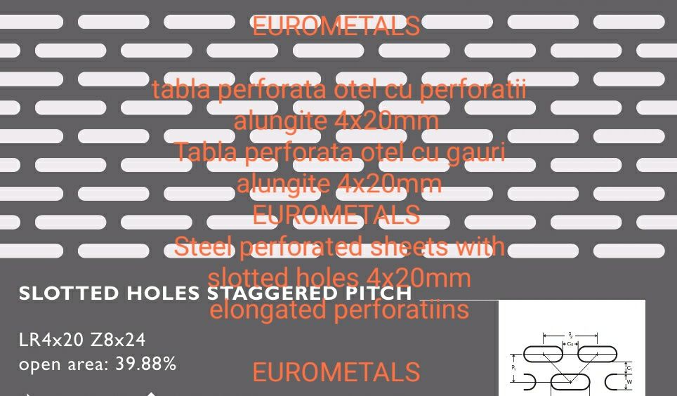Tabla Perforată Oțel 1x1000x2000mm Perforații Alungite 3x20mm