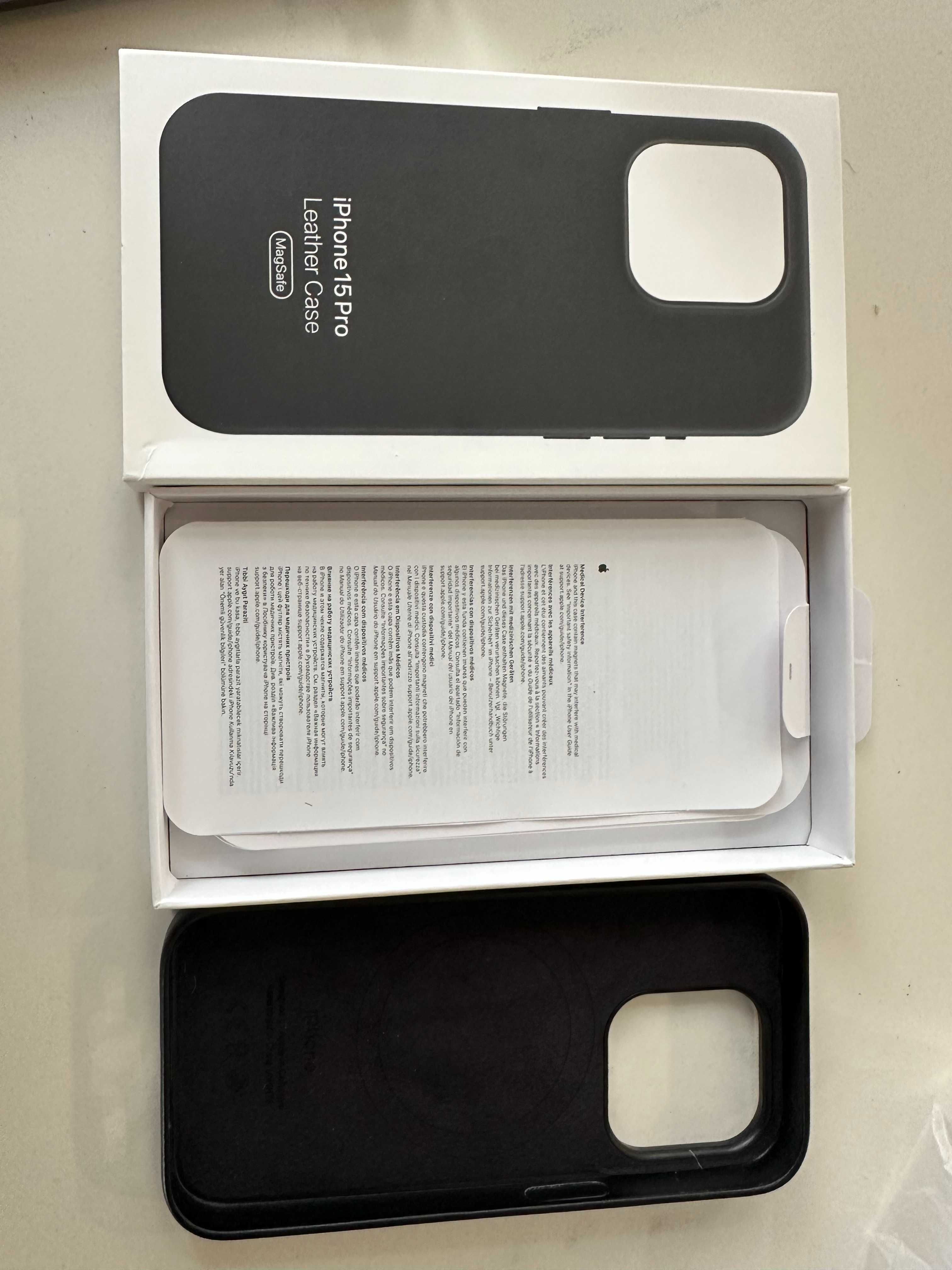 Husa NOUA OEM Iphone 15 Pro Piele Neagra,Incarcare Wireless MagSafe