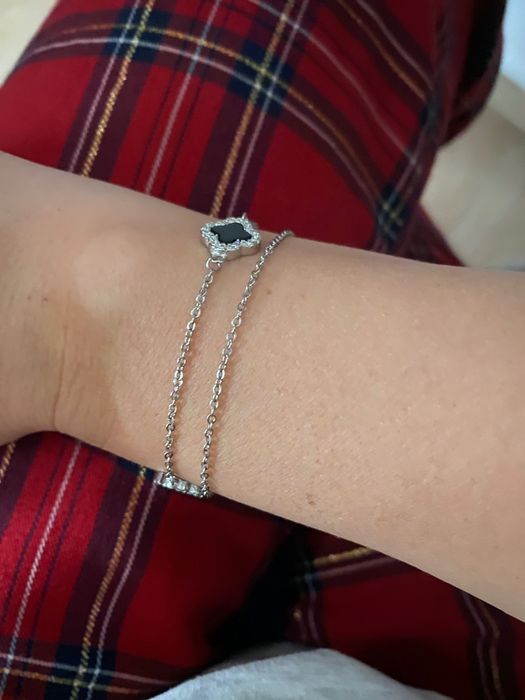 Bratara zirconiu alb si negru din argint noua