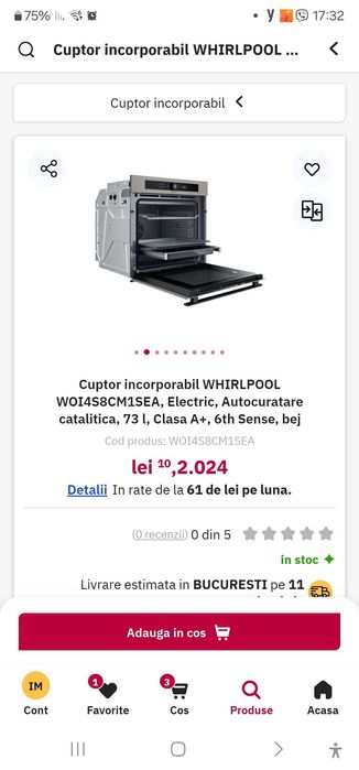 Cuptor incorporabil WHIRLPOOL, Electric, Autocuratare catalitica, bej