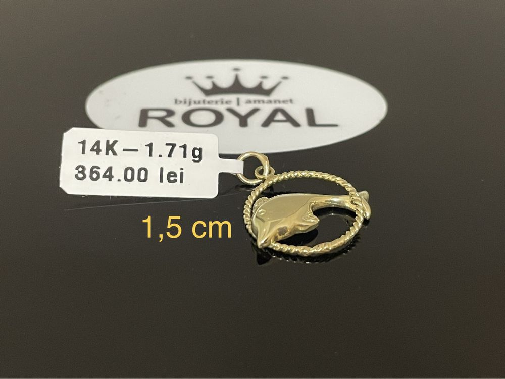 Bijuteria Royal CB : Pandant delfin aur 14k 1,71 gr. 1,5 cm