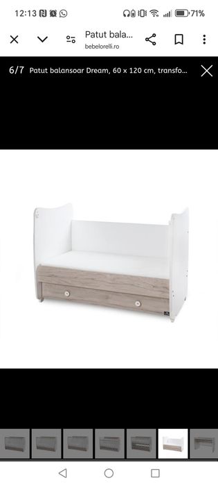 Pătuț Dream New 60x120, White & Light Oak 3in1