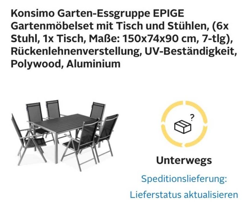 Masă cu 6 scune pentru terasă/grădină