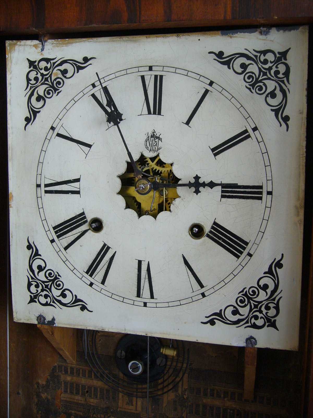Старинен Американски Стенен Часовник Brass Clocks - Работещ