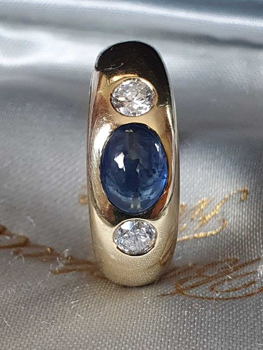 Elegant GYPSY aur cu safir CEYLON si diamante naturale VS