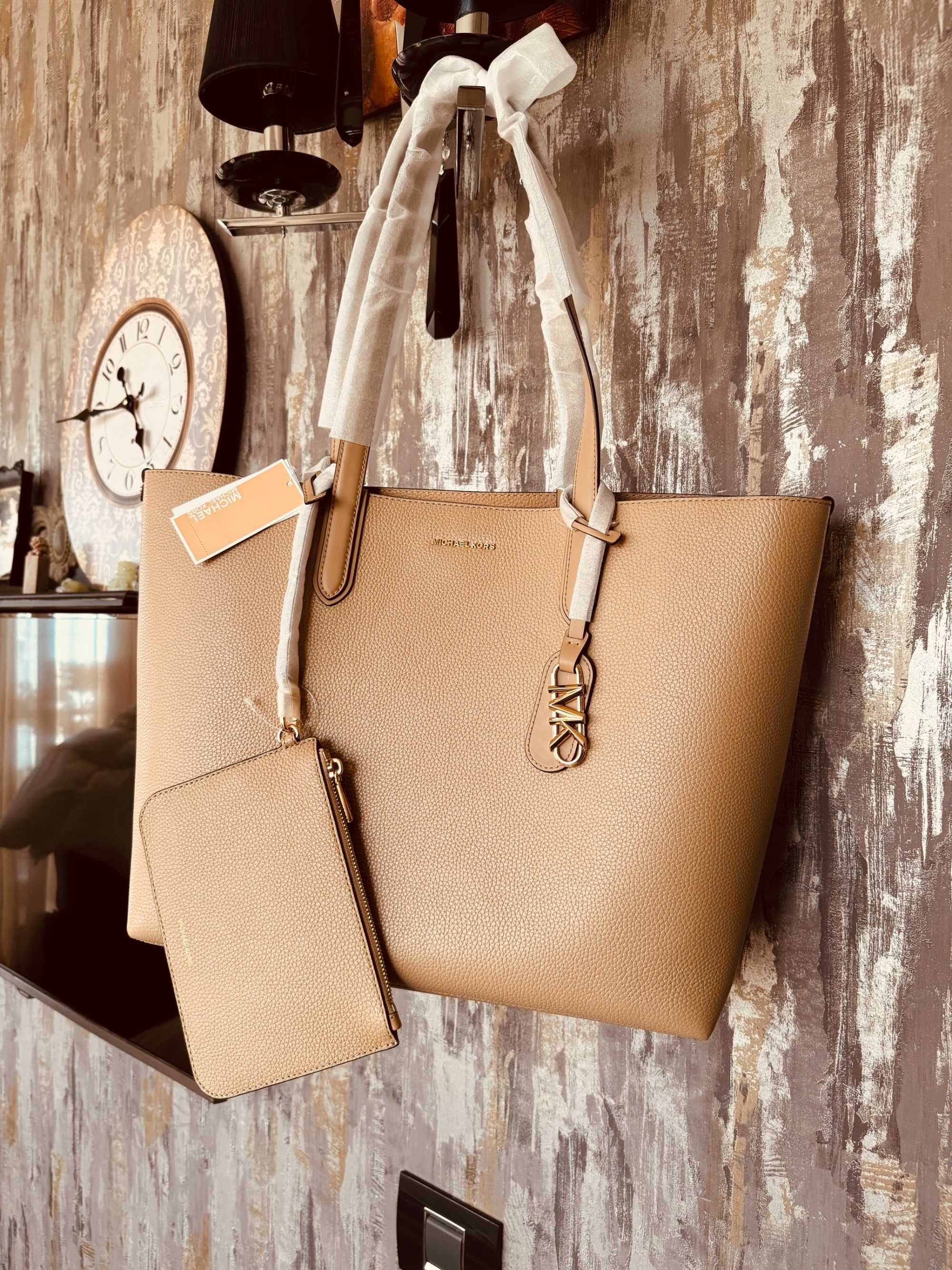 Geanta bej MICHEL KORS, noua, ORGINALA, model Eliza XL tote/shopper