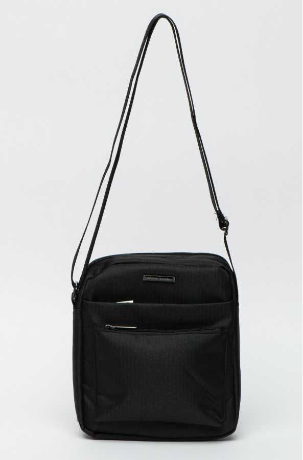 Geanta crossbody Pierre Cardin cu compartiment dublu, negru