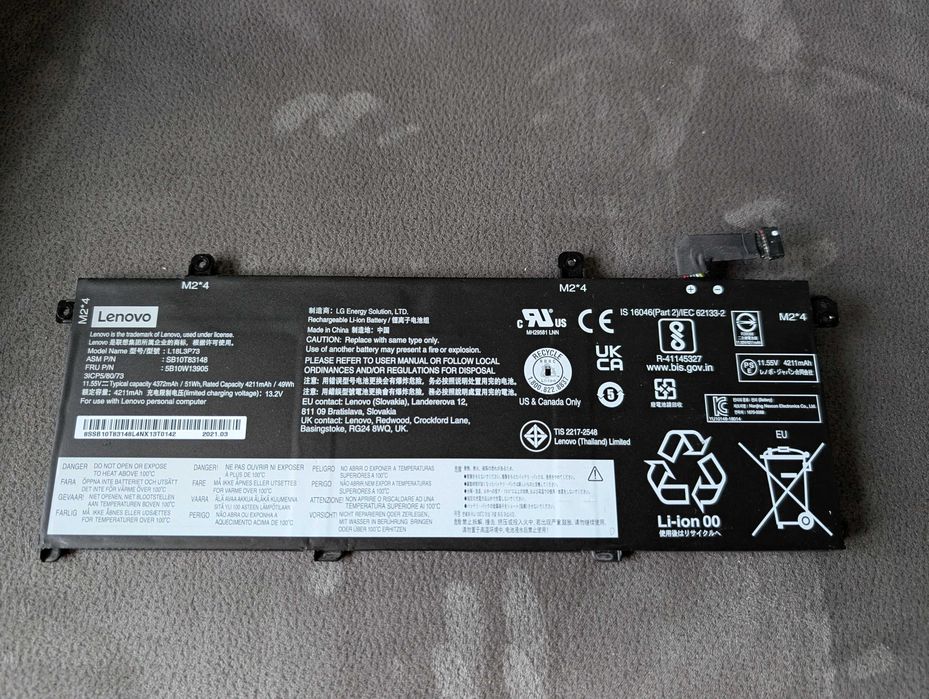 2xBaterie originala Laptop Lenovo T490 T14 in stare foarte buna.Testat