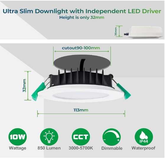 Bec Plafoniera Spot LED ALUSSO,10W reglaj,100mm,pach 6 buc,clasaE,IP44