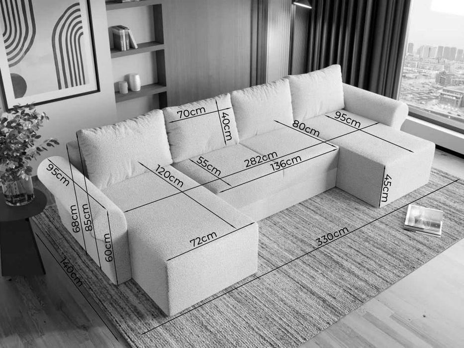 Coltar U Extensibil Bonito plusat aspect lana alba - Transport Gratuit