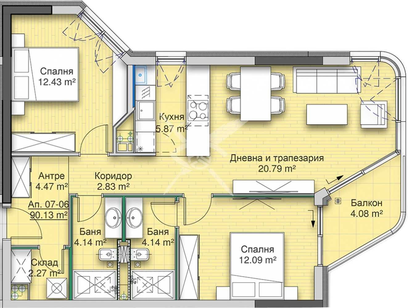Тристаен апартамент в кв. Кръстова вада № 572-19012