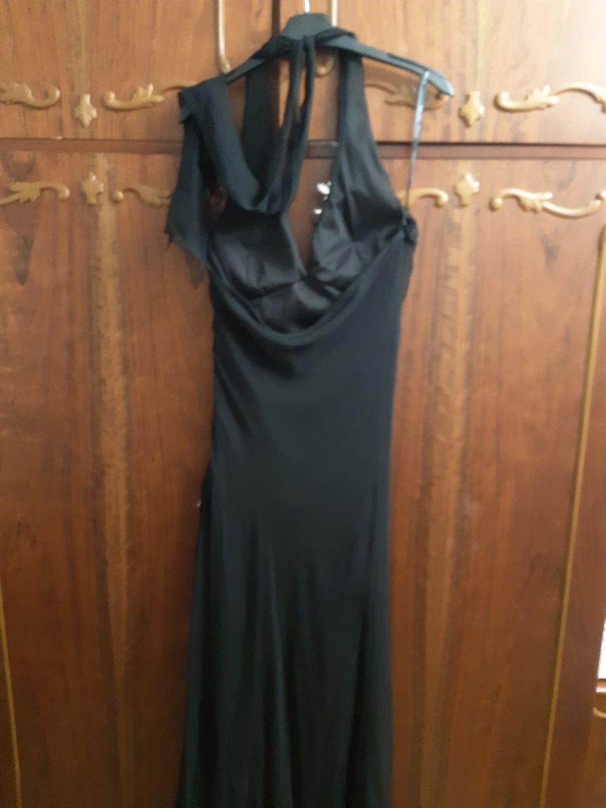 Rochie ocazie voal neagra cu model