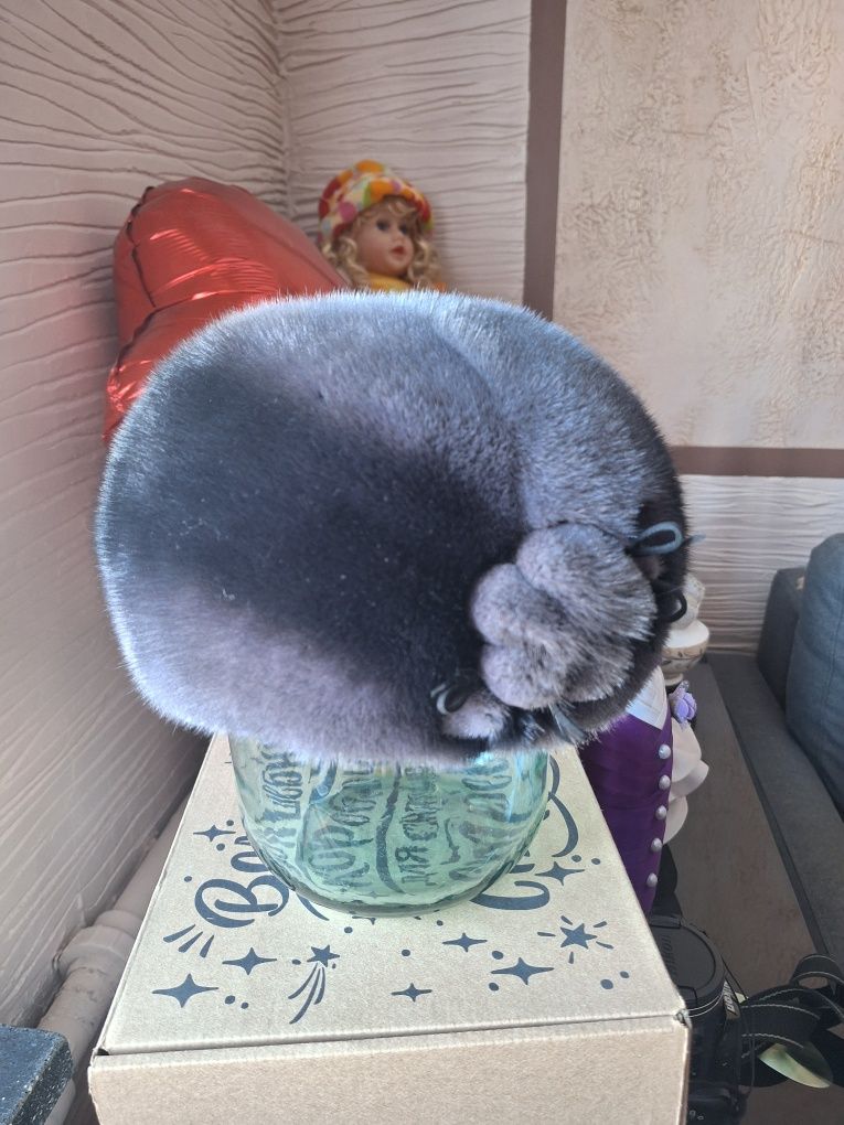 Берет норка ,цвет ,,слива,,