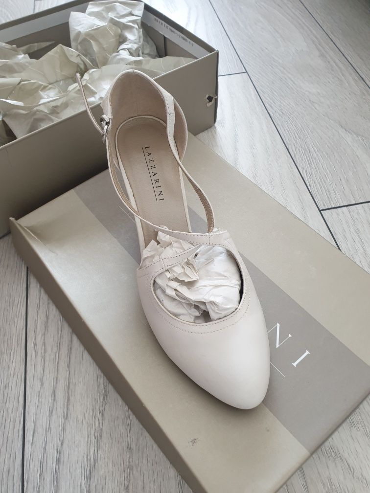 Pantofi albi pentru nunta sau alte evenimente, toc 8cm, alb perlat, 39
