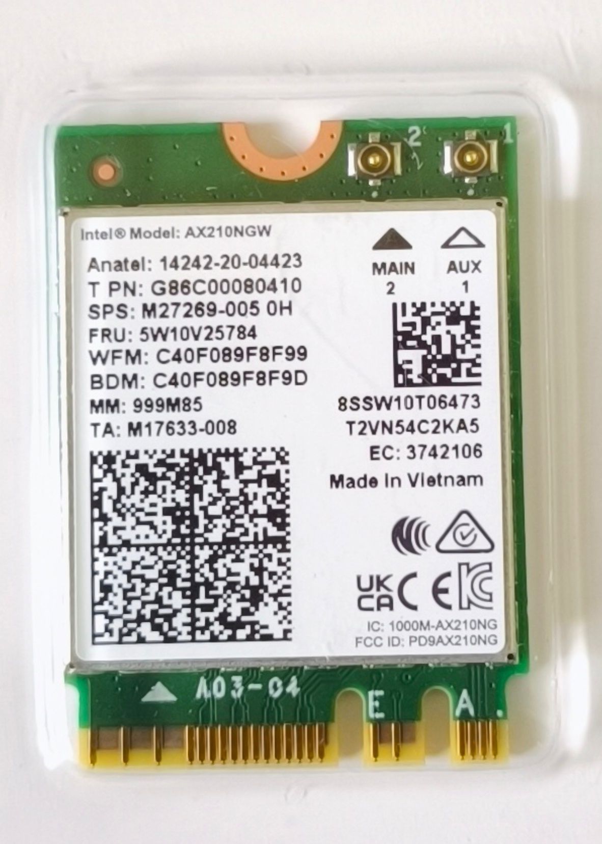 WiFi 6E. Intel AX210NGW