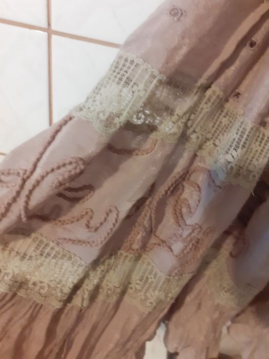 Fustă ampla roz pudră talie pe elastic