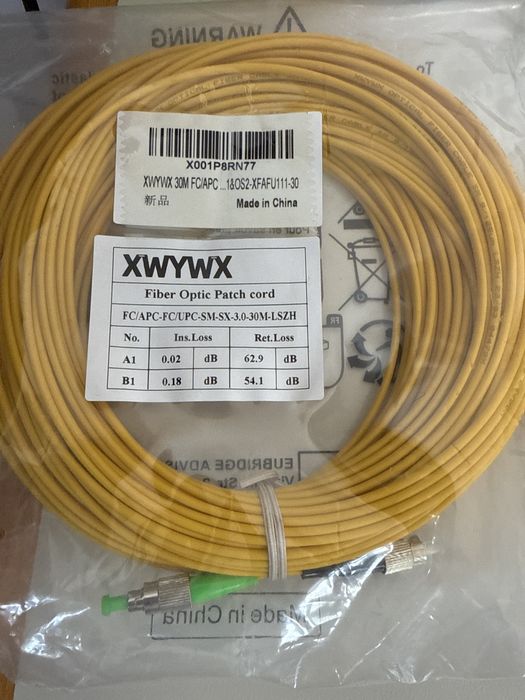 Cablu Patch Fibra Optica 30m XWYWX SM SX/DX LSZH 3.0mm / SC ST LC FC