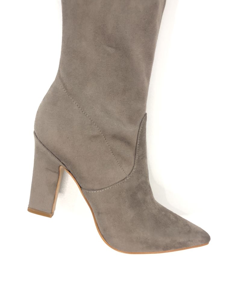 Cizme peste genunchi Guess din piele intoarsa, Negru/Bej, marime 37/39
