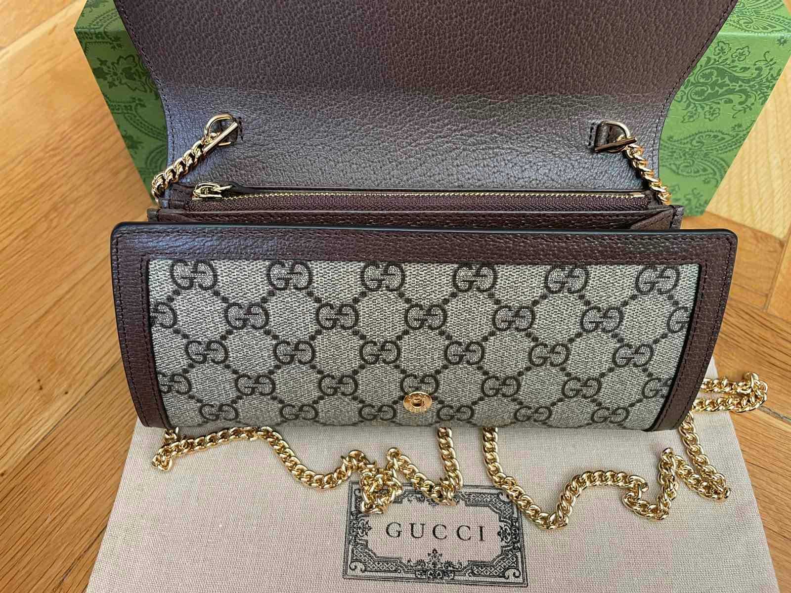 Дамска Мини чанта Gucci Blondie Гучи GG Бежов Canvas Златно Gold лого