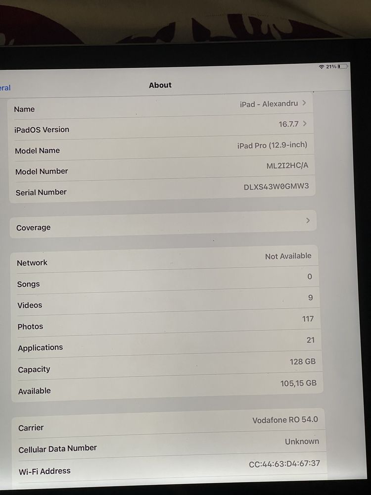 Vand iPad Pro 12,9” Generatia 1 128GB+SIM