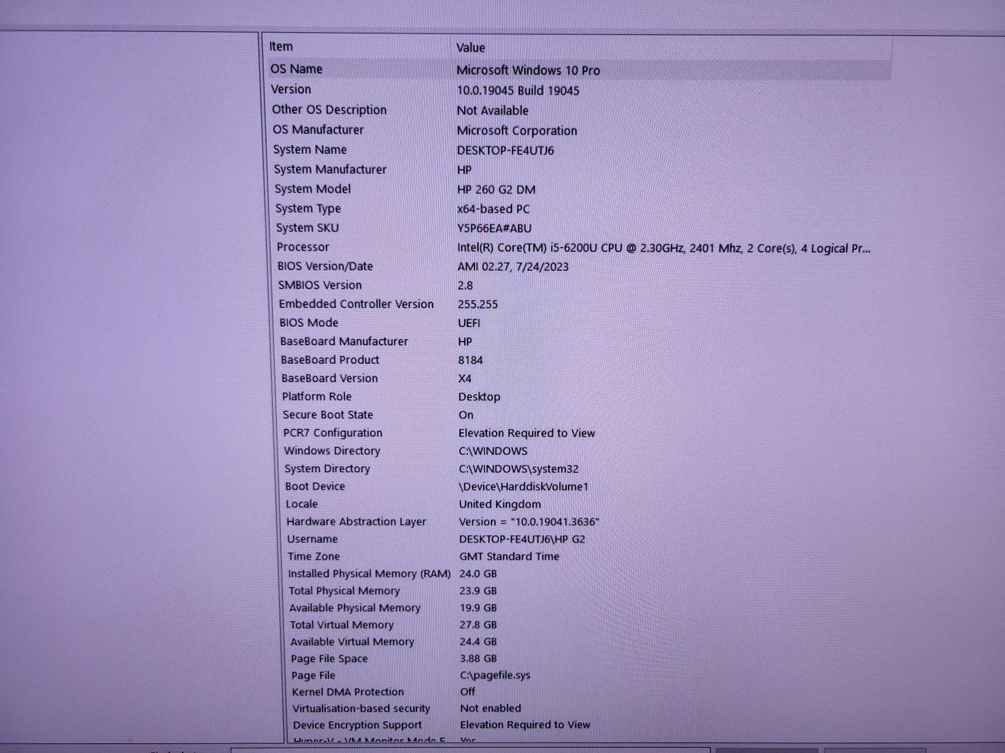 Продавам компютър HP 260 G2, 240GB SSD, Intel Core i5 6200U, 24GB RAM