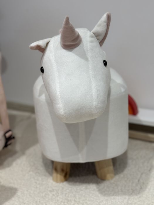 Taburet unicorn alb