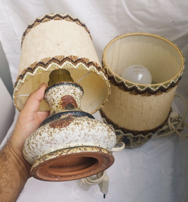 Două veioze vechi, deosebite din ceramică, pt colectionari, Germania.