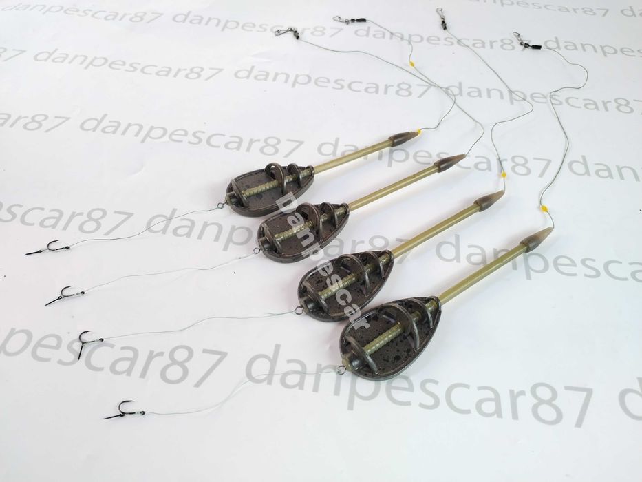 SET 4 MONTURI pescuit la Feeder cu momitor method TIJA ANTITANGLE